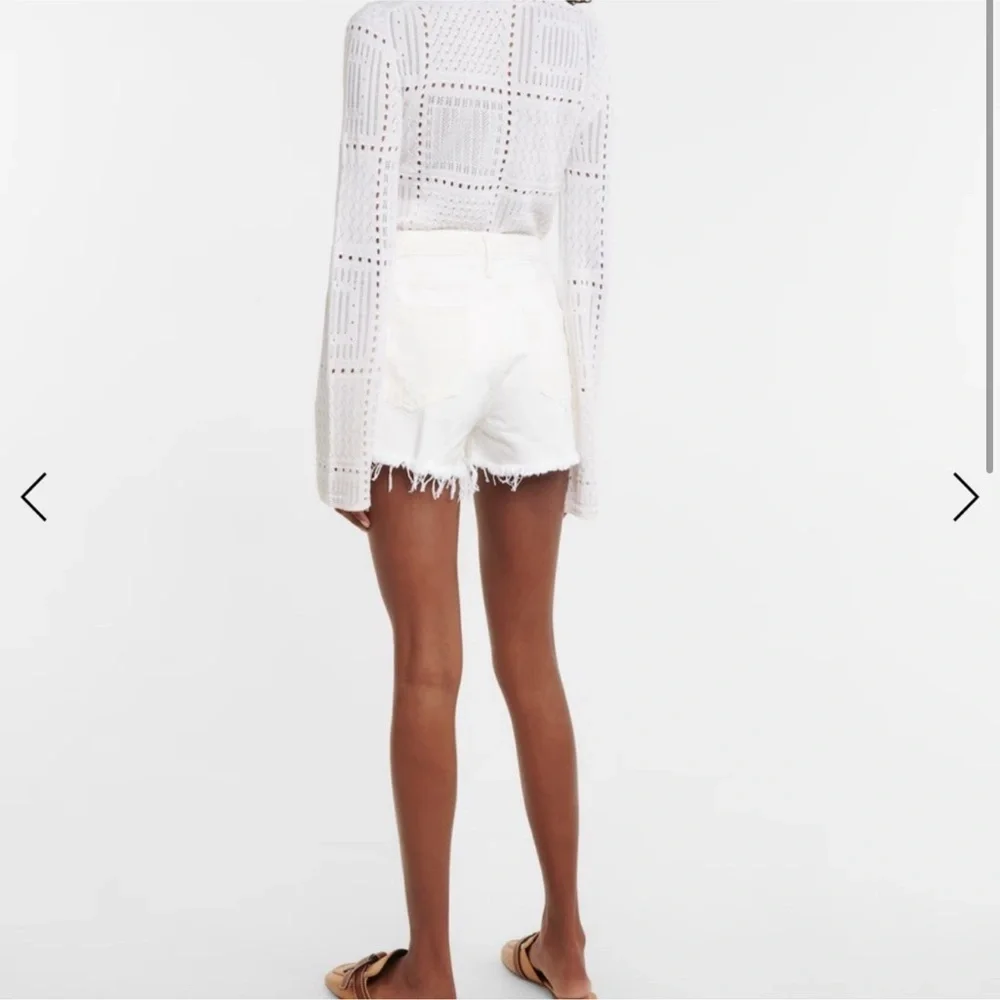 FRAME Le Grand Garçon White High Rise Denim Shorts Raw‎ Hem Size 32 NWOT